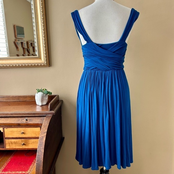 Anthropologie Deletta Pezza Dress Teal Blue Ruched Jersey Cowl Neck Size Small S - Picture 8 of 12